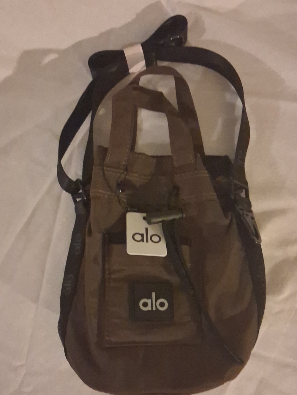 ALO Yoga Brown Messenger Bag with Black Strap